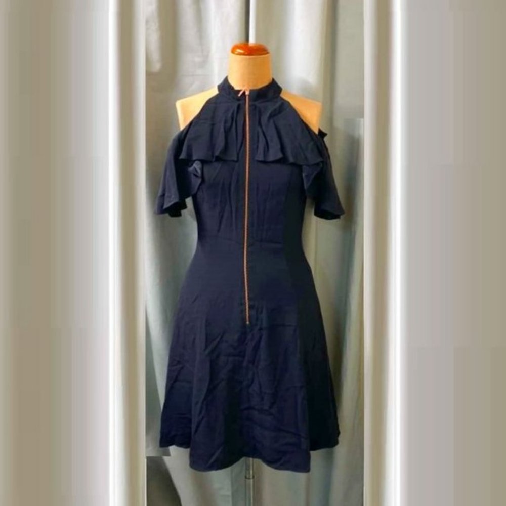 SHEIKE Greta Shirred Dot Print Mini Dress NWT